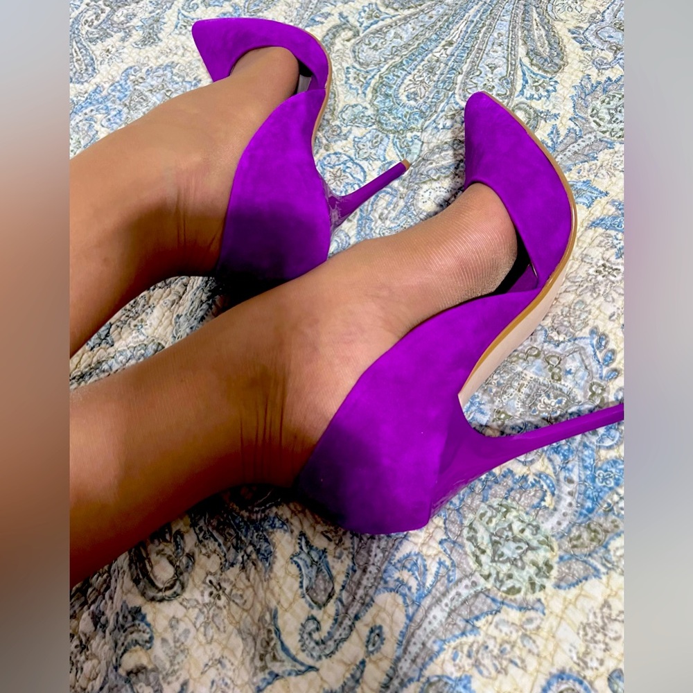 Vibrant New Leather Purple Heels.